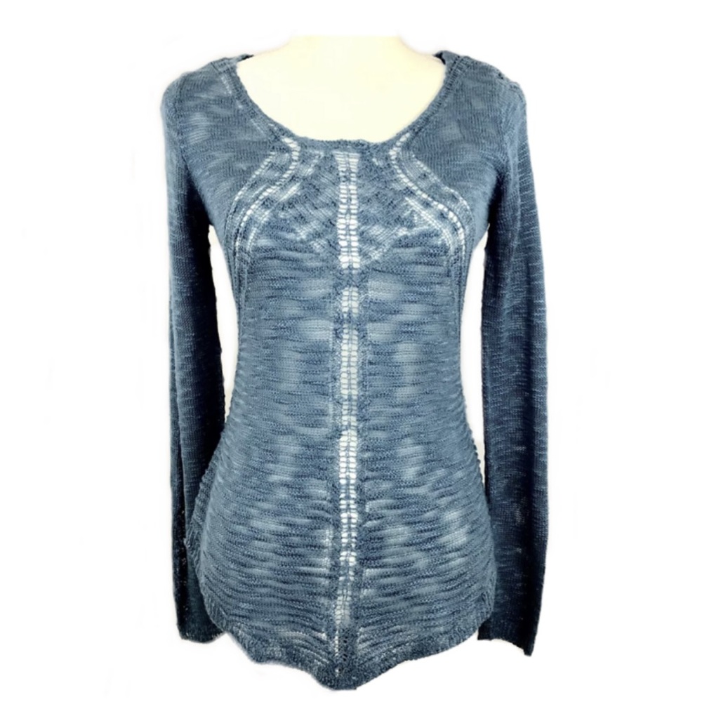 NWT Pink Rose Open Knit Sweater Pullover Long Sleeves Blue Sz S